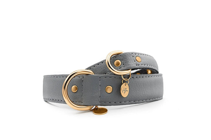 XS / GREY / PINATEX VEGAN LEATHER Vegan Plant Leather Dog Collar -GREY-| Made from Pineapple Leather Piñatex DOG COLLARS VEGARI