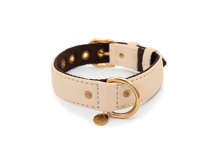 S / BEIGE / PINATEX VEGAN LEATHER Vegan Plant Leather Dog Collar -BEIGE-| Made from Pineapple Leather Piñatex DOG COLLARS VEGARI
