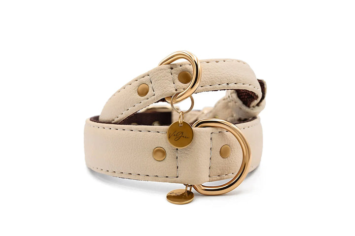 XS / BEIGE / PINATEX VEGAN LEATHER Vegan Plant Leather Dog Collar -BEIGE-| Made from Pineapple Leather Piñatex DOG COLLARS VEGARI