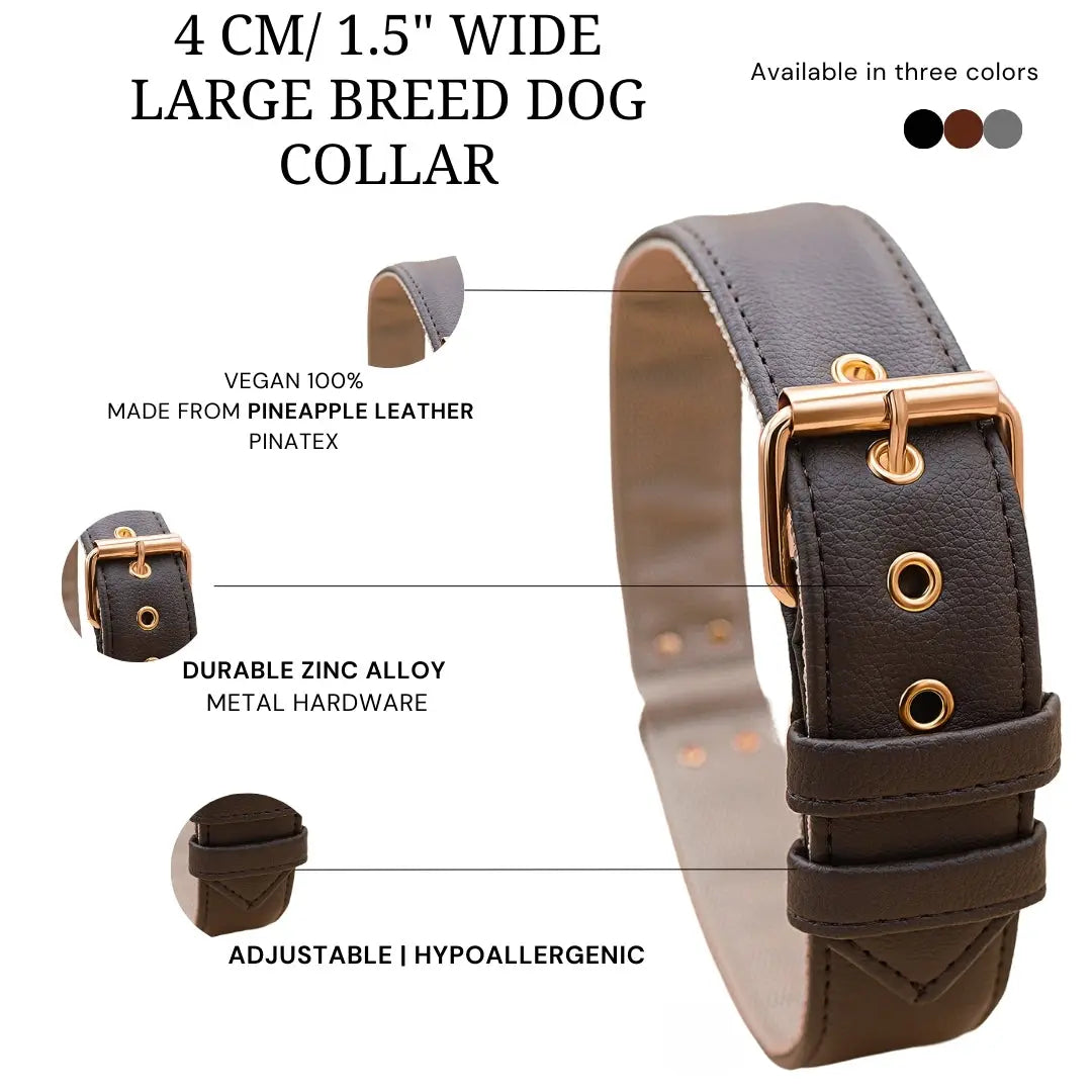 XL / BROWN / PINATEX VEGAN LEATHER Large Breed Dog Collar - BROWN LOVE| Piñatex LARGE DOG COLLARS VEGARI