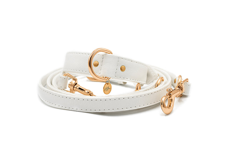 sustainable and vegan dog collar made from pineapple leather, hypoallergenic and durable dog collar in white color